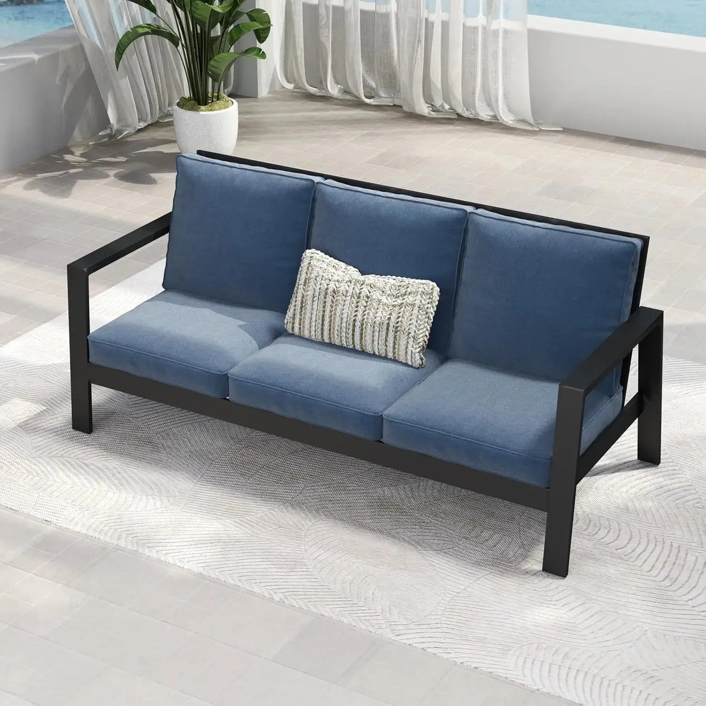 3-Seat Aluminum Outdoor Patio Sofa with 5-Inch Thick Cushions A Little Bit of Everything ποΈ