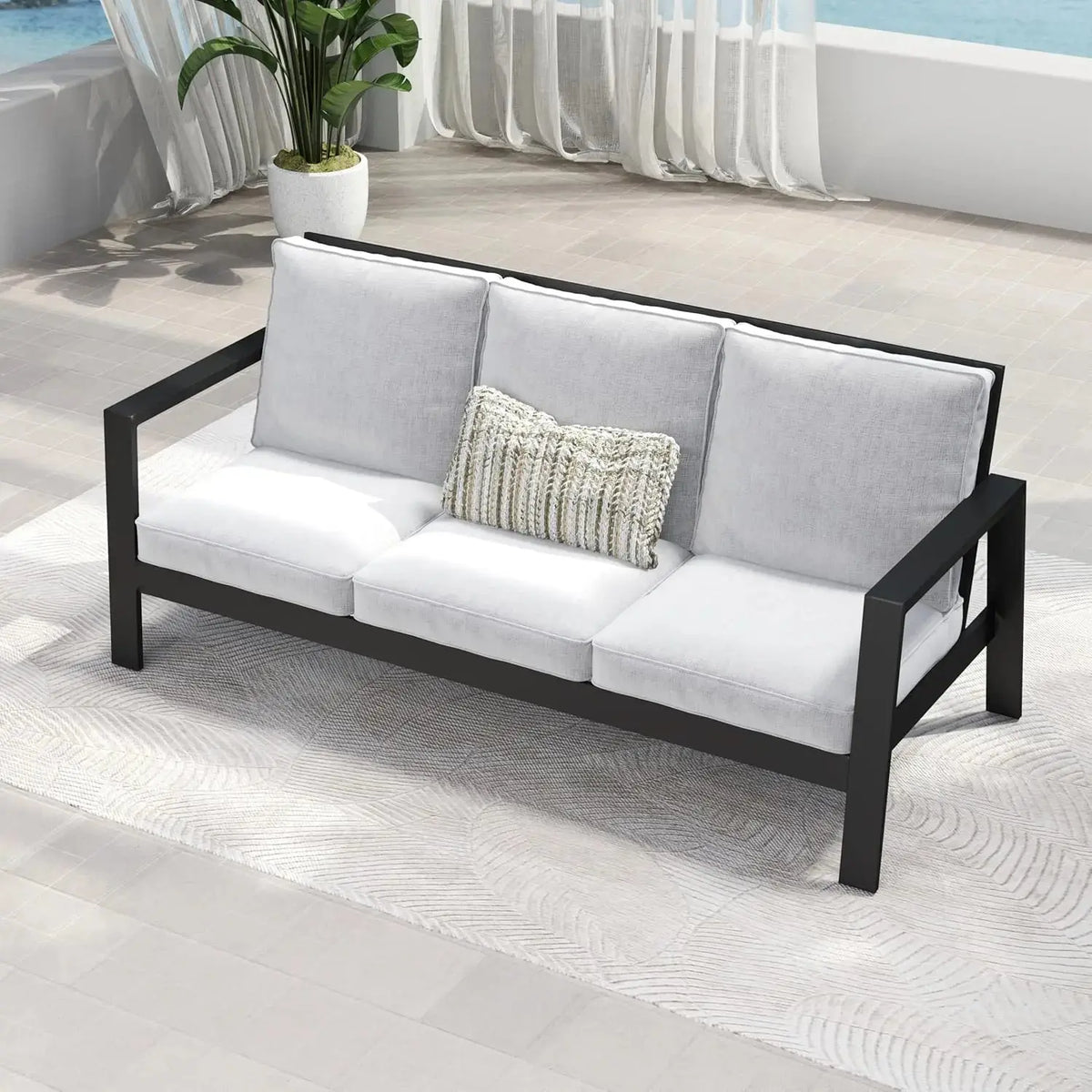 3-Seat Aluminum Outdoor Patio Sofa with 5-Inch Thick Cushions A Little Bit of Everything 🛍️
