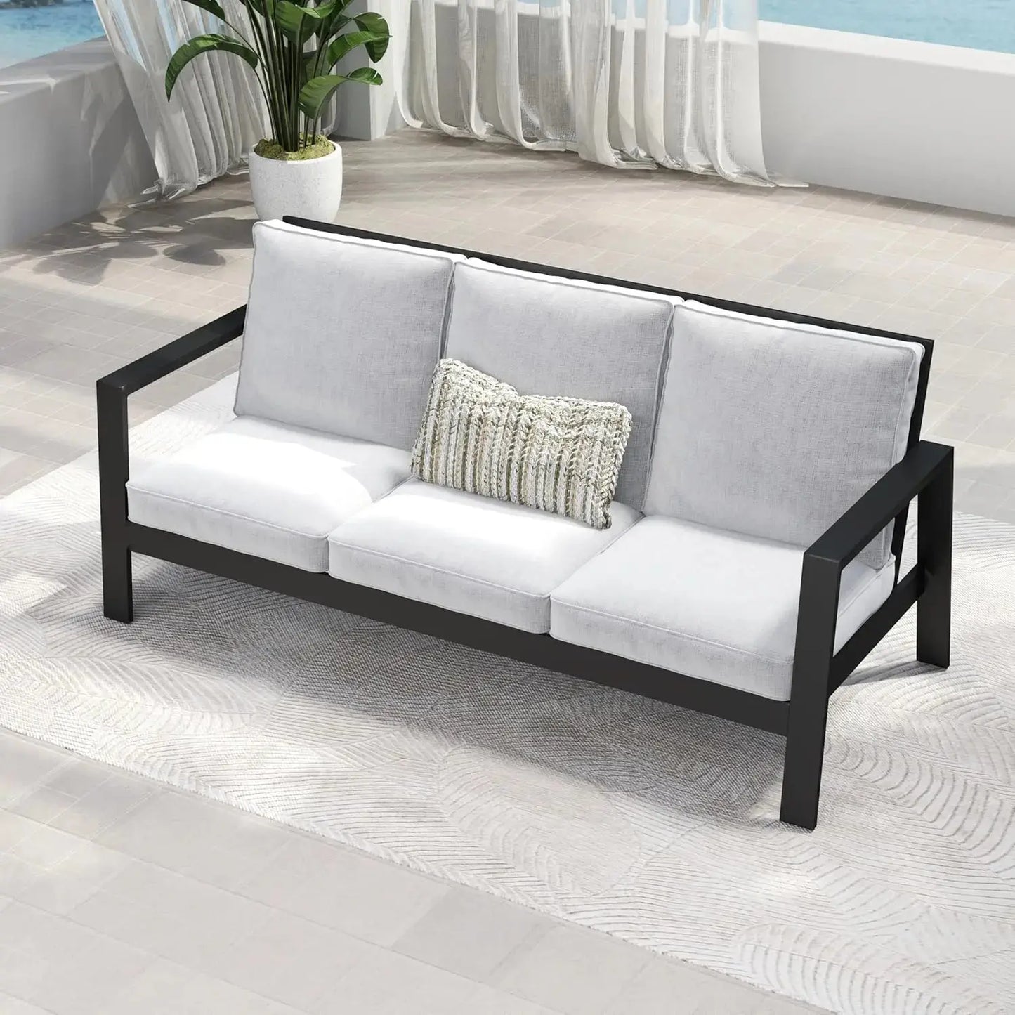3-Seat Aluminum Outdoor Patio Sofa with 5-Inch Thick Cushions A Little Bit of Everything 🛍️
