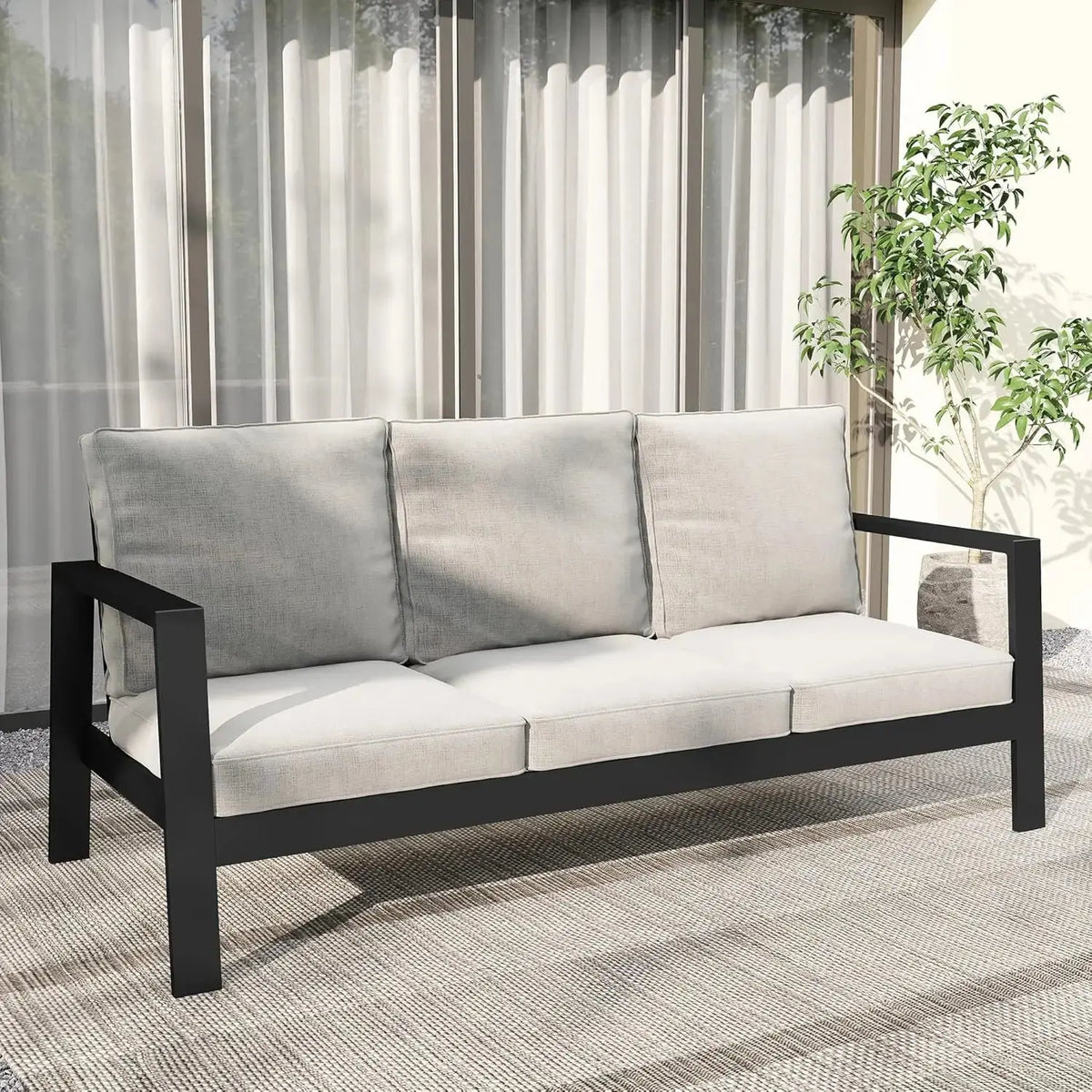 3-Seat Aluminum Outdoor Patio Sofa with 5-Inch Thick Cushions A Little Bit of Everything 🛍️