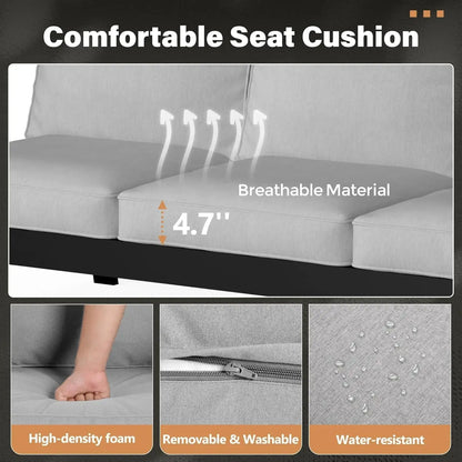 3-Seat Aluminum Outdoor Patio Sofa with 5-Inch Thick Cushions A Little Bit of Everything 🛍️